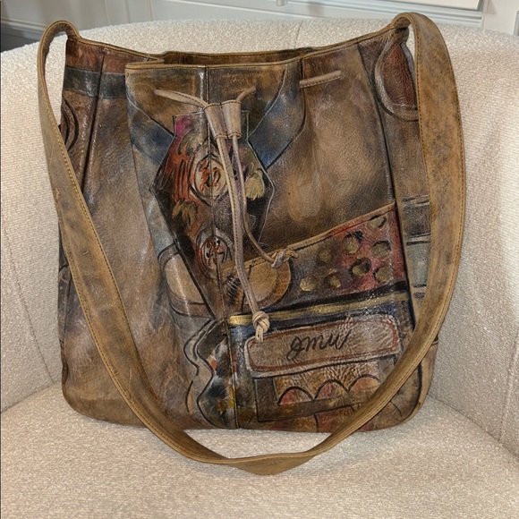 ⭐️Vintage Jane Yoo Wearable Art Leather Bag⭐️ - Picture 1 of 8
